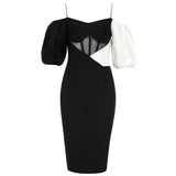 Strap Bandages Dress Women Patchwork Off Shoulder Clothes 2021 Sexy Club Celebrity Party