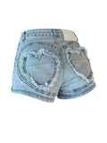 Women Jean Shorts 2023 Summer Loose High Waist Blue Baggy Heart Denim Shorts Korean Style Casual Y2k Wide Leg Short Pants