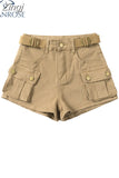 Women's Denim Shorts Hight Waisted Pockets Khaki Y2k Casual Jeans Cargo Pants Gothic Black Short Jeans 2023 Summer