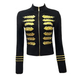 Embroidered Bandage Jacket Casual Coat 2022 New Women Summer Jacket Round Neck Long Sleeve Skinny Casual Short