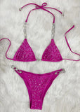 Zingj New Bikini Sexy Hot Diamond Split Women's Swimsuit Solid Color Strap Bikini