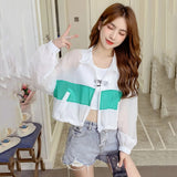 2023 Spring Summer Women's Jackets Coats Windbreaker Sun Protection Patchwork Color Zipper Thin Summer Women