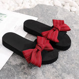 Women Summer Stripe Beach Sandals Slipper Indoor Outdoor Flip-flops Beach Shoes Fashion Female Casual Bow