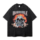 men clothing Hip Hop Streetwear Harajuku Skull Print black Tshirt 2023 Summer Mens Short Sleeve Cotton Oversized