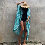 Queens Floral Print Sashes Rayon Cotton Women Bohemian V Neck Batwing Sleeves Robe Kimono Boho Bikini