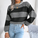 Red Wind Real Autumn And Winter Casual Slebbing Striped Long-Sleeved Knitted Sweater Women's