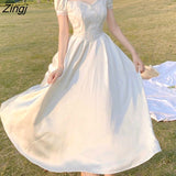 White Victorian Dress Women Hollow Out Designer Elegant Long Fairy Dress Female Evening Wedding Beach Vintage Dress