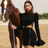 Bandage Dress for Women 2021 New Arrival Summer White Long Sleeve Bodycon Dress Sexy Lace Party Dress Club