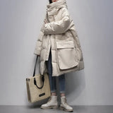 Thicked Black Long Loose 90 White Duck Down Coats Women's Hooded Warmer Bread Clothing Korean Version