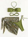 three-piece bikini swimsuit with