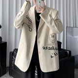 Letters Graffiti Oversized Blazer Women Jacket Coat Loose Streetwear Spring Outerwear 2021 New Korean Style Office