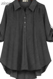 Autumn New Blouse Women Shirt Sleeve Solid Turn-down Collar Shirts Casual Office Lady Loose Shirts Tops Grey Blusas