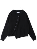 Cardigan Sweaters For Women Irregular Solid Loose O-Neck Korean Vintage Long-Sleeved Female Knit Cardigans Coat