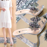 outerwear 2022 summer sandals women's shoes crystal heels high-heeled open-toe transparent rhinestone women's