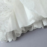 White Embroidery Hook V-neck Mini Dress- Outfit