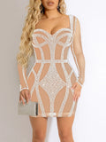 see through mini rhinestone summer dress women 2022 glitter black bodycon club birthday party dress evening dresses