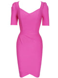 Pink Bandage Dress 2022 Women Bandage Dress Bodycon Elegant Sexy Short Sleeve Evening Party Dress Evening Club