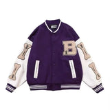 Hop Baseball Jacket Man Coat Smiley Letter B Embroidery Patchwork Oversized Streetwear Bomber Varsity Fashion Street