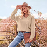/ Winter Fashion Women's Wear 2025 New Solid Color V-Neck Casual Slim Long Sleeve With Pocket