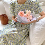 Dress Woman Short Sleeve Summer Dress Korean Soft Floral Dresses with Bubble Sleeve Elegant Party Dress Robe Femme