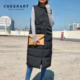 Long Vest Winter Coat Women Sleeveless Down Jacket Slim Female Quilted Coat Femme Korean Waistcoat