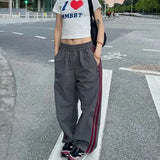 Y2K Striped Sweatpants Women Oversized Cargo Pants Streetwear Baggy Wide Leg Joggers Bf Hip Hop Casual Sports Trousers