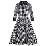 Swing Women's Dress Office OL Retro Vintage Hepburn Robe Winter Peter Pan Collar Retro Tunic Midi Party Dresses
