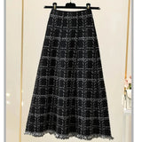 Fall Winter Knitwear Two Piece Sets For Women Outfits French Vintage Fragrance Bow Bandage Knitted Sweater+Plaid Skirt