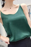Summer Silk Camis V-Neck Basic Top Women Basic Tank Tops Woman Sleeveless Vest White Satin Corset Top Female Girls
