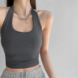 Halter Camisole Tank Top Women U-Neck Sexy Tanks Camis Skinny Backless sports Corset Tee Shirt Femme Tops