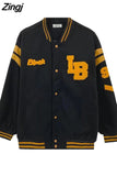 and American English alphabet high quality towel embroidered jackets coats women's street retro baseball uniform