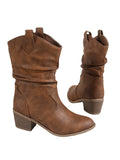 New Large-Size Women's Shoes Retro Folded Shoes Thick Heel Tip-To-Footed Knight