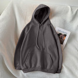 Cotton Hoodies Women Fashion Solid Color Casual Hooded Sweatshirt Streetwear Loose Hip Hop Pullover Hoodie Couple