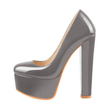 Onlymaker Women's Heels Platform Round Toe Chunky High Heels Office Party Wedding Slip On Block Pumps PLUS Size