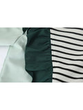 Women's Shirt Chic Vintage Blouses Casual Polo-Neck Long Sleeve Loose Female Striped Patchwork Blouses Fake Two