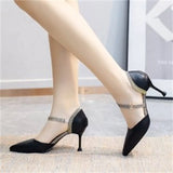 women's2022spring and summer new sexy one-word buckle belt net red high-heeled shoes fairy wind stiletto pointed toe