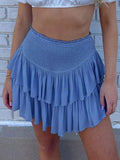 Smock Tiered Ruffle Mini Skirt-Outfit