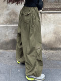 Size Friendly Low Waist Parachute Cargo Pants- Outfit
