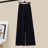 Winter Women Clothing Korean Casual Vest+knitted Sweaters+wide Leg Knitting Wide Leg Pants Sets Ladies Warm Knitwears