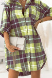 Shirt Dress Women Blouse Oversized Button Plaid Shirt Flannel Shirt for Women Casual Fashion Tops Blouse