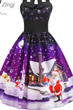 Dress Vestidos Women Sexy Halter Vintage Casual Floral Print Pin Up Retro Rockabilly Swing Party