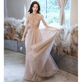 Three-Dimensional Flowers Shoulder Small Tail Dress Bridal Toast Banquet Fairy Fluffy Skirt Evening Dress