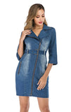 Spring autumn Denim Dress Women Brand High elasticity Slim elegant Dresses Cowboy vintage Button Midi Bodycon dress