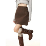 For Women Autumn Winter Mini Skirts A Line Wrap Hip Korean Fashion Harajuku Commuting Short