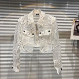 2022 Summer New Arrivals Long Sleeve Turn Down Collar Letters Transparent Sunscreen Thin Coat Women