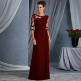 Long Lace Round Neck Half Basic Model Sleeve Dress Wedding