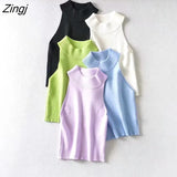 Style Summer New sexy Ladies tops 2021 Slim Crop Elastic Solid Color Narrow Shoulder Vest black tops women tank