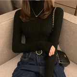 Women Pullover Sweater Soft Slim Elastic Autumn Knitted Jumper Fashion Long Sleeve Korean Ladies Top New