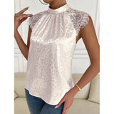 Sexy Lace Blouses Summer Solid Pink Shirts 2023 Elegant Stand Collar Top Lady Loose Shirt Womens Blusas Mujer