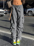 Pocket Patched Drawstring Cargo Pants- Outfit